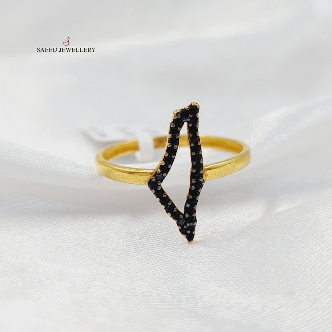 21K Gold Zircon Studded Palestine Ring by Saeed Jewelry - Image 3