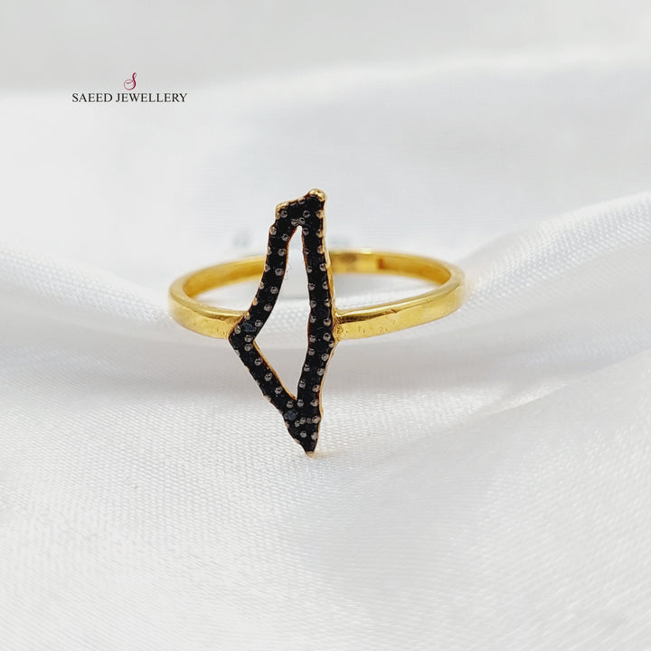 21K Gold Zircon Studded Palestine Ring by Saeed Jewelry - Image 1