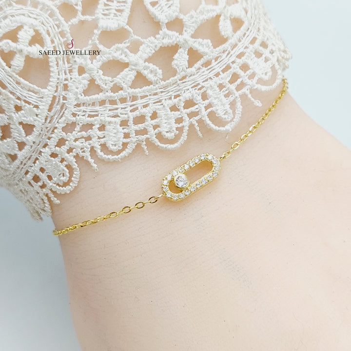 18K Gold Zircon Studded Paperclip Bracelet by Saeed Jewelry - Image 2