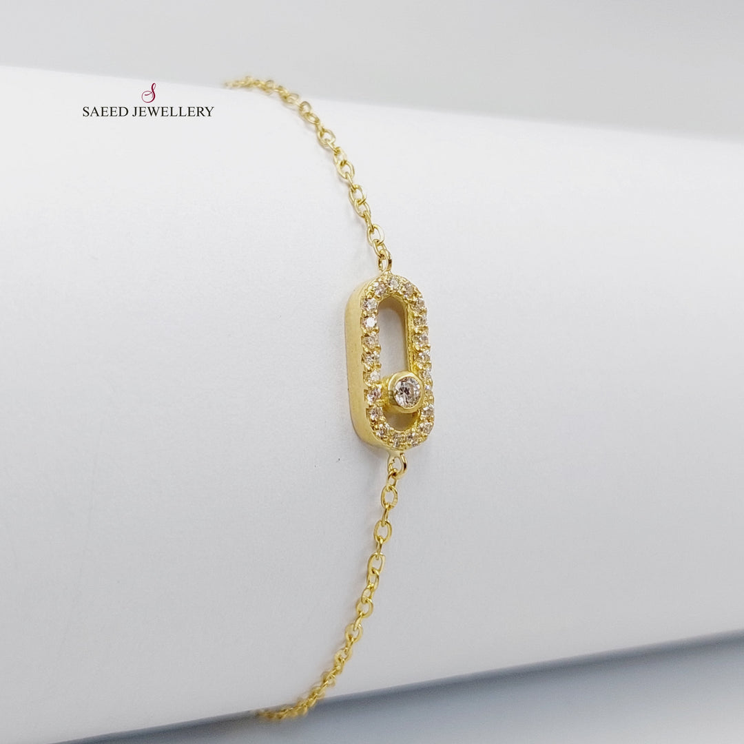 18K Gold Zircon Studded Paperclip Bracelet by Saeed Jewelry - Image 4