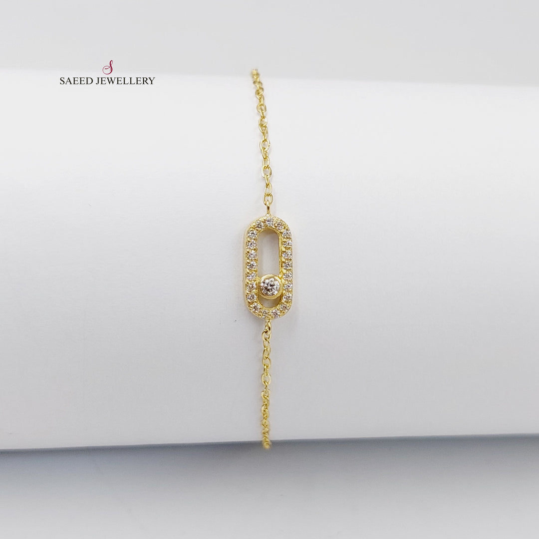 Zircon Studded Paperclip Bracelet  Made Of 18K Yellow Gold by Saeed Jewelry-30130