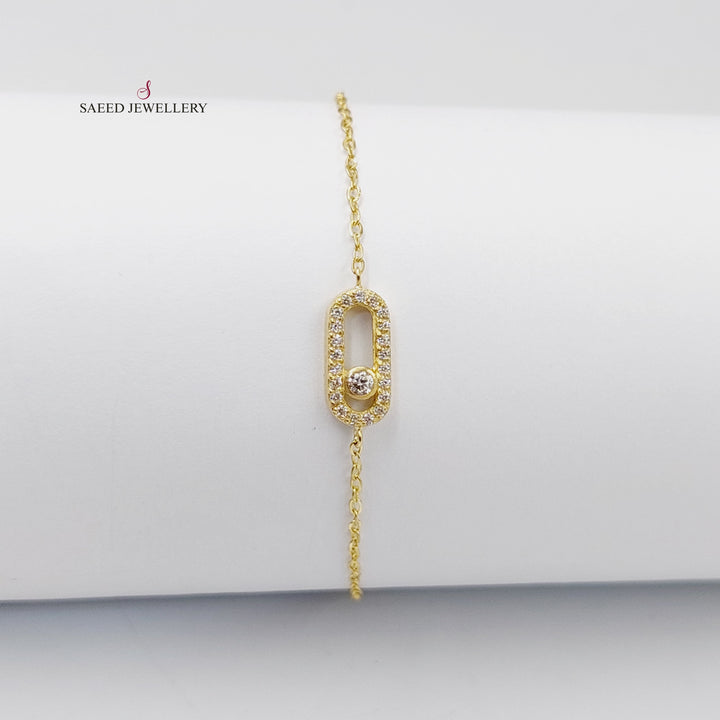 Zircon Studded Paperclip Bracelet  Made Of 18K Yellow Gold by Saeed Jewelry-30130