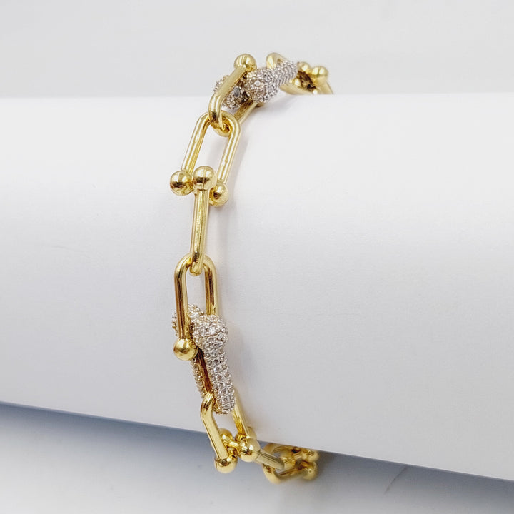 18K Gold Zircon Studded Paperclip Bracelet by Saeed Jewelry - Image 3