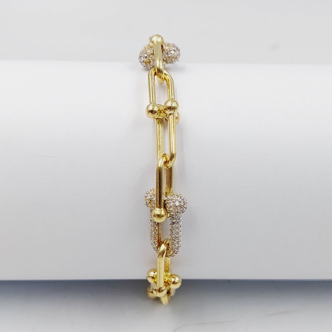 18K Gold Zircon Studded Paperclip Bracelet by Saeed Jewelry - Image 4