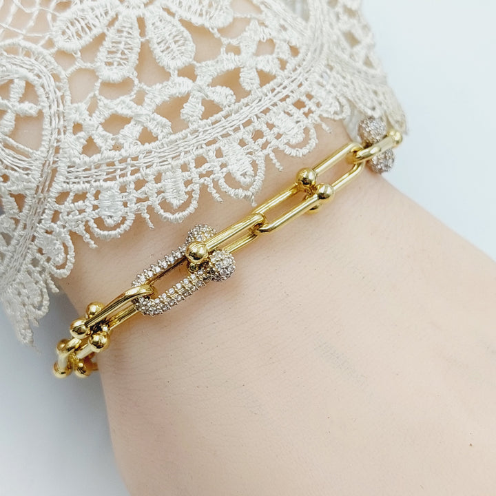 18K Gold Zircon Studded Paperclip Bracelet by Saeed Jewelry - Image 6