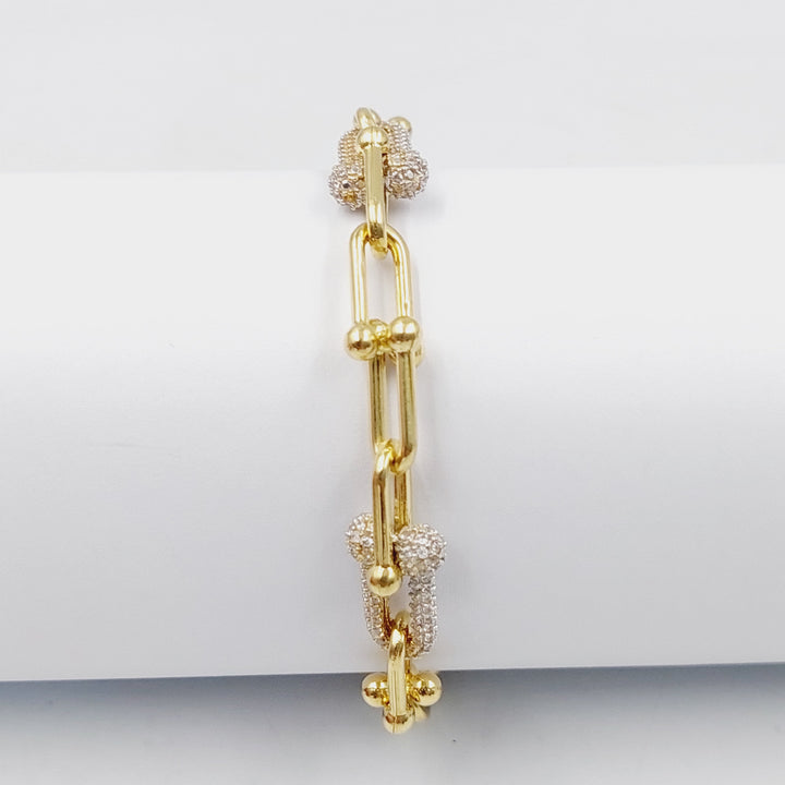 18K Gold Zircon Studded Paperclip Bracelet by Saeed Jewelry - Image 1