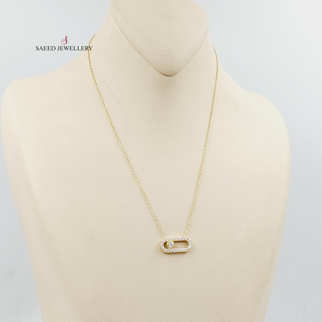 18K Gold Zircon Studded Paperclip Necklace by Saeed Jewelry - Image 2