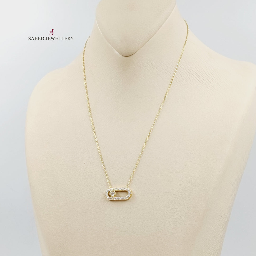 18K Gold Zircon Studded Paperclip Necklace by Saeed Jewelry - Image 3