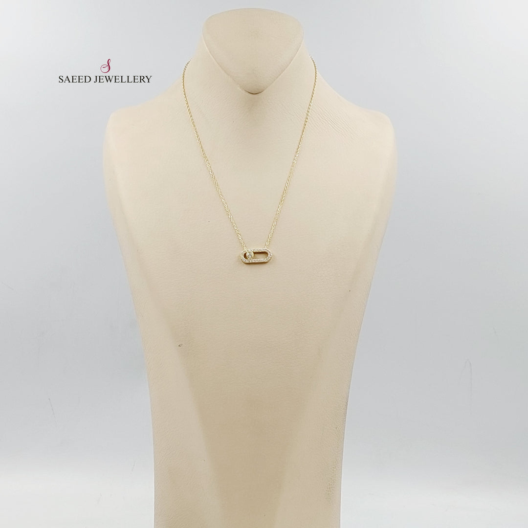 18K Gold Zircon Studded Paperclip Necklace by Saeed Jewelry - Image 4