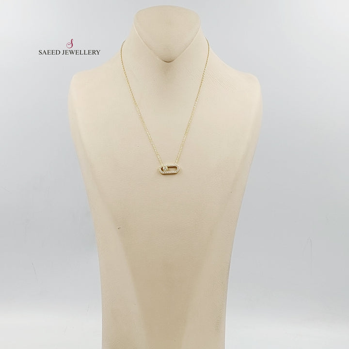 18K Gold Zircon Studded Paperclip Necklace by Saeed Jewelry - Image 4