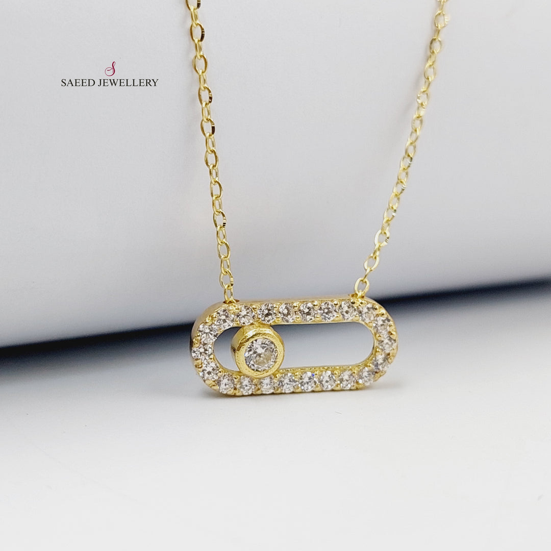 18K Gold Zircon Studded Paperclip Necklace by Saeed Jewelry - Image 1