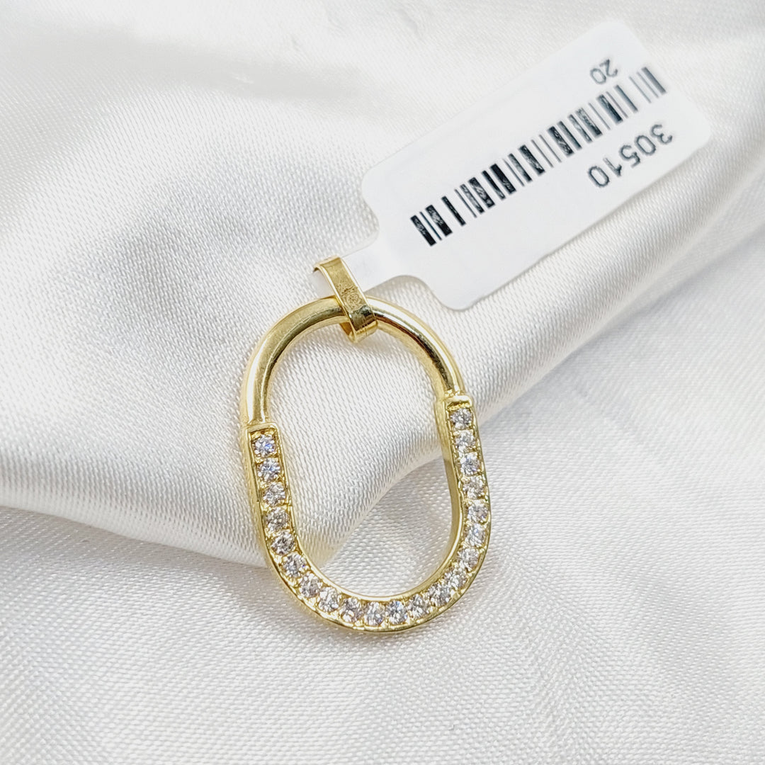 18K Gold Zircon Studded Paperclip Pendant by Saeed Jewelry - Image 1