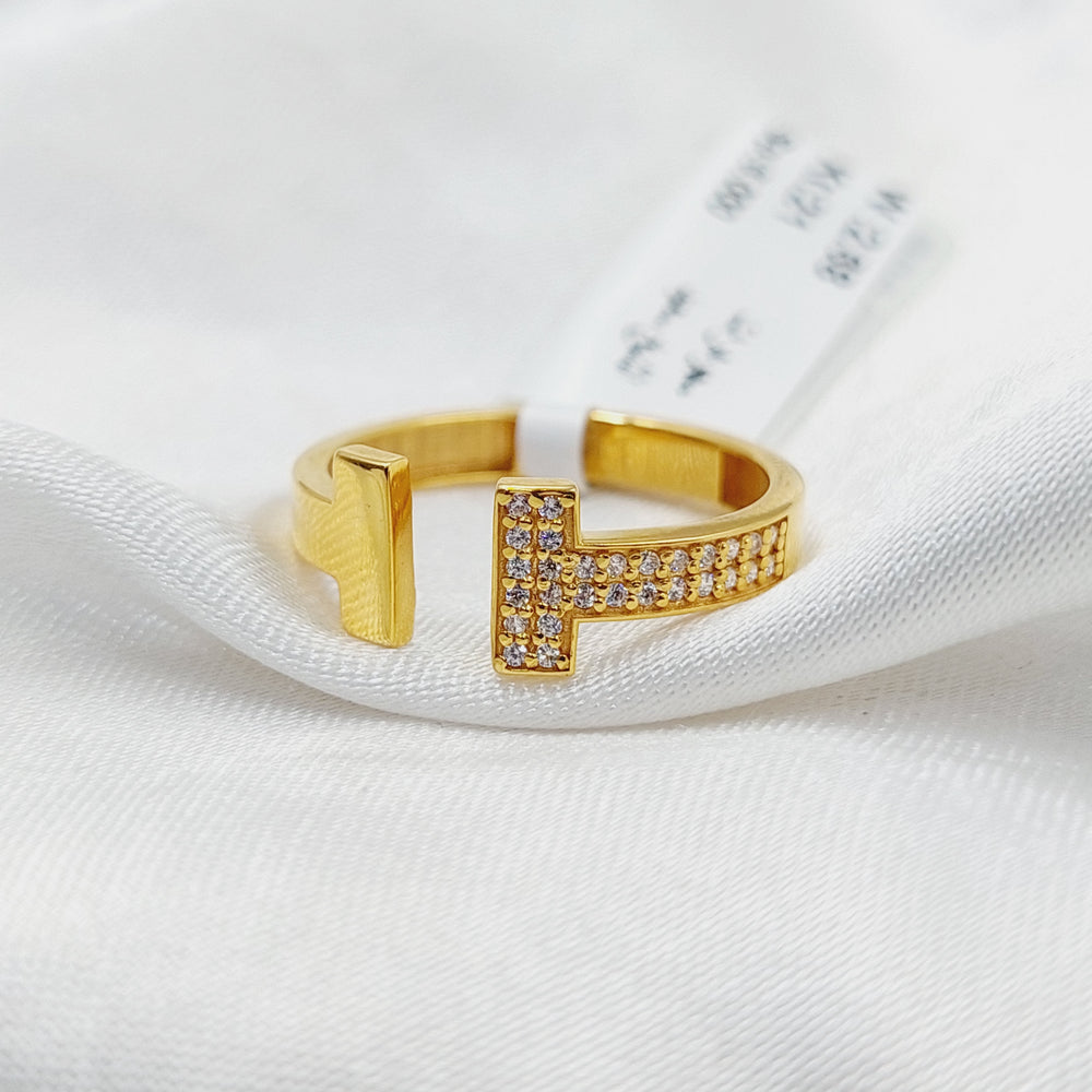 21K Gold Zircon Studded Paperclip Ring by Saeed Jewelry - Image 2