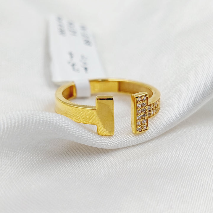 21K Gold Zircon Studded Paperclip Ring by Saeed Jewelry - Image 3