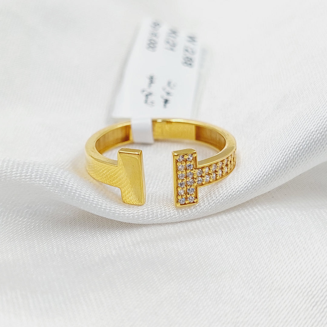 21K Gold Zircon Studded Paperclip Ring by Saeed Jewelry - Image 1