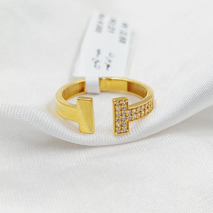 21K Gold Zircon Studded Paperclip Ring by Saeed Jewelry - Image 1