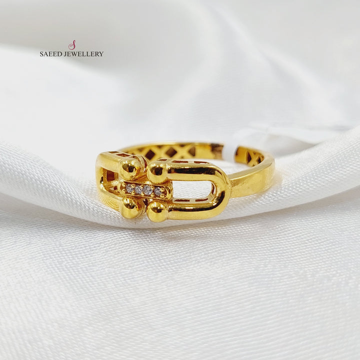 21K Gold Zircon Studded Paperclip Ring by Saeed Jewelry - Image 3