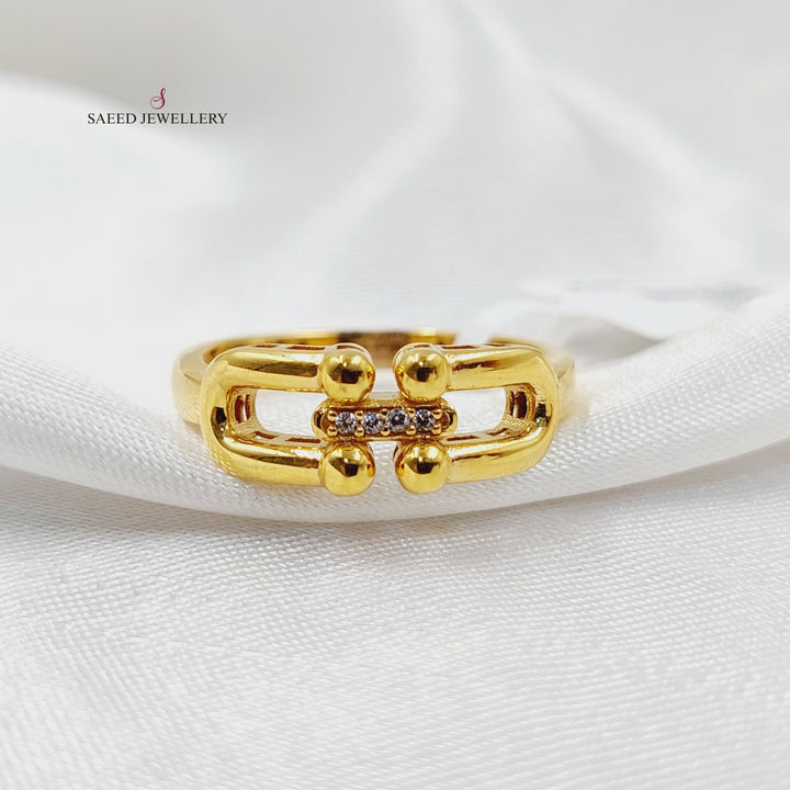 21K Gold Zircon Studded Paperclip Ring by Saeed Jewelry - Image 4