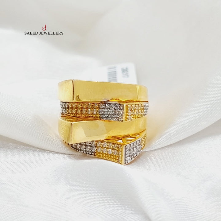 21K Gold Zircon Studded Pyramid Ring by Saeed Jewelry - Image 8