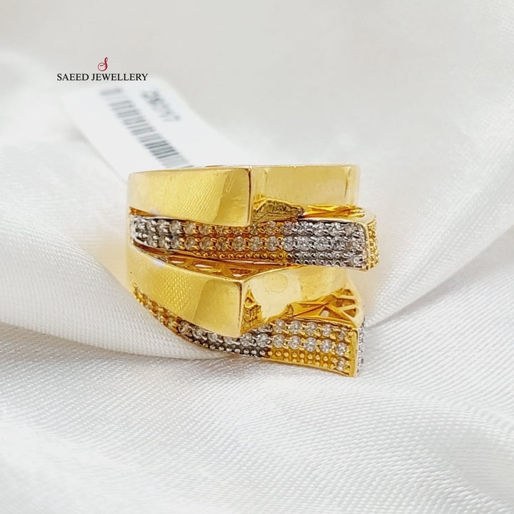 21K Gold Zircon Studded Pyramid Ring by Saeed Jewelry - Image 4