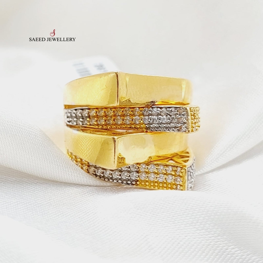 21K Gold Zircon Studded Pyramid Ring by Saeed Jewelry - Image 7