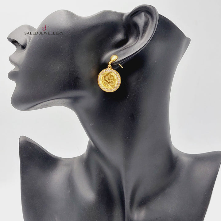 21K Gold Zircon Studded Rashadi Earrings by Saeed Jewelry - Image 2