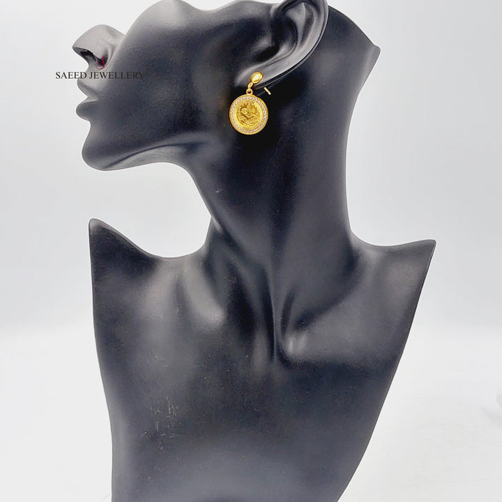 21K Gold Zircon Studded Rashadi Earrings by Saeed Jewelry - Image 4