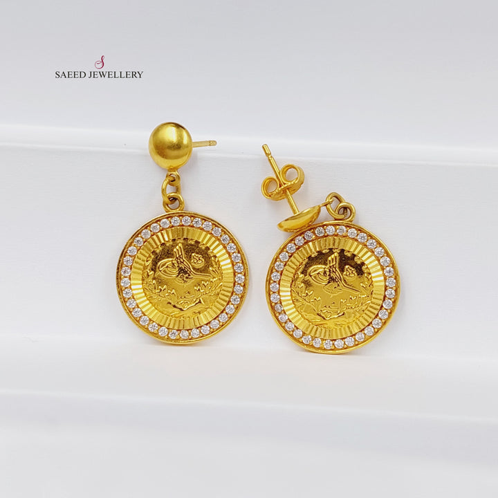 Zircon Studded Rashadi Earrings  Made Of 21K Yellow Gold by Saeed Jewelry-30556