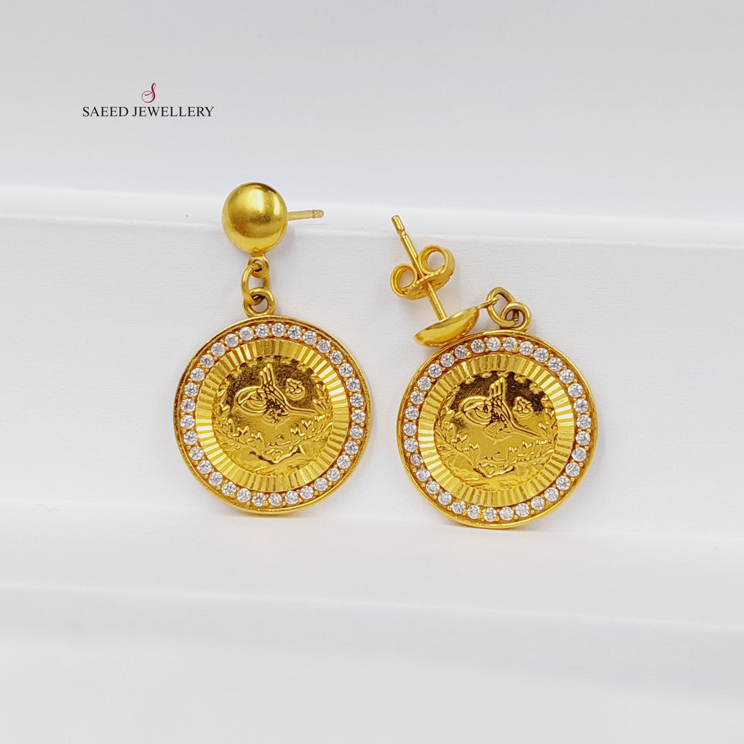 21K Gold Zircon Studded Rashadi Earrings by Saeed Jewelry - Image 1