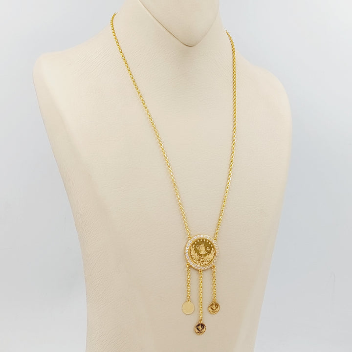 21K Gold Zircon Studded Rashadi Necklace by Saeed Jewelry - Image 3
