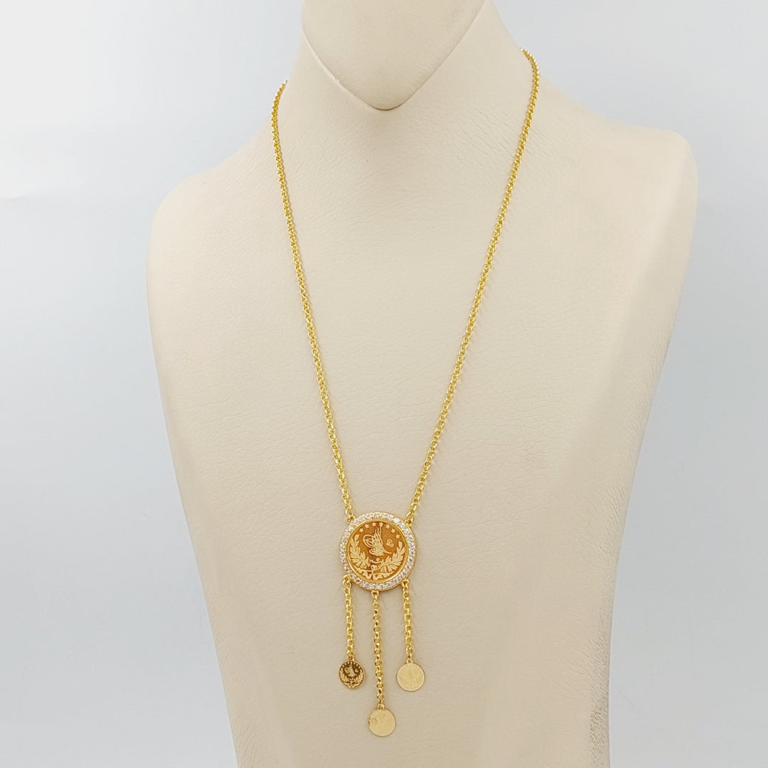 21K Gold Zircon Studded Rashadi Necklace by Saeed Jewelry - Image 4