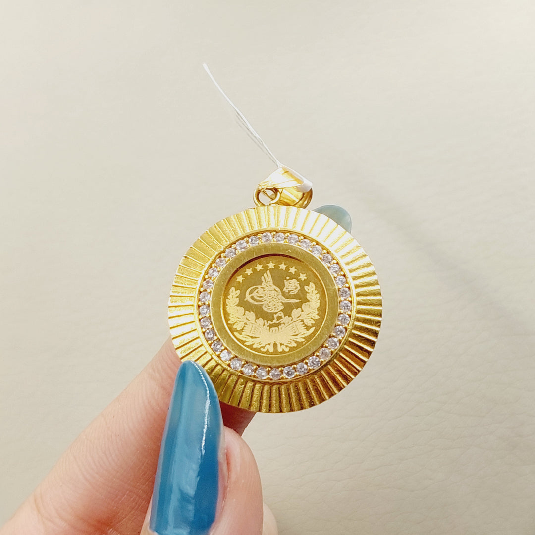 21K Gold Zircon Studded Rashadi Pendant by Saeed Jewelry - Image 2