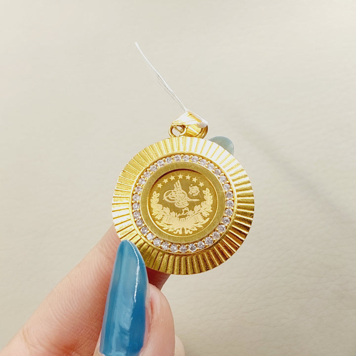 21K Gold Zircon Studded Rashadi Pendant by Saeed Jewelry - Image 2
