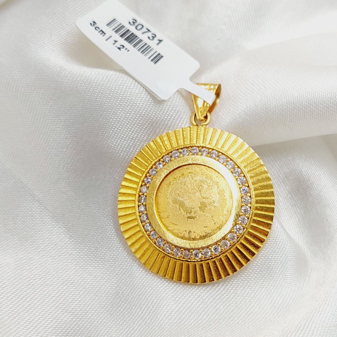 21K Gold Zircon Studded Rashadi Pendant by Saeed Jewelry - Image 3
