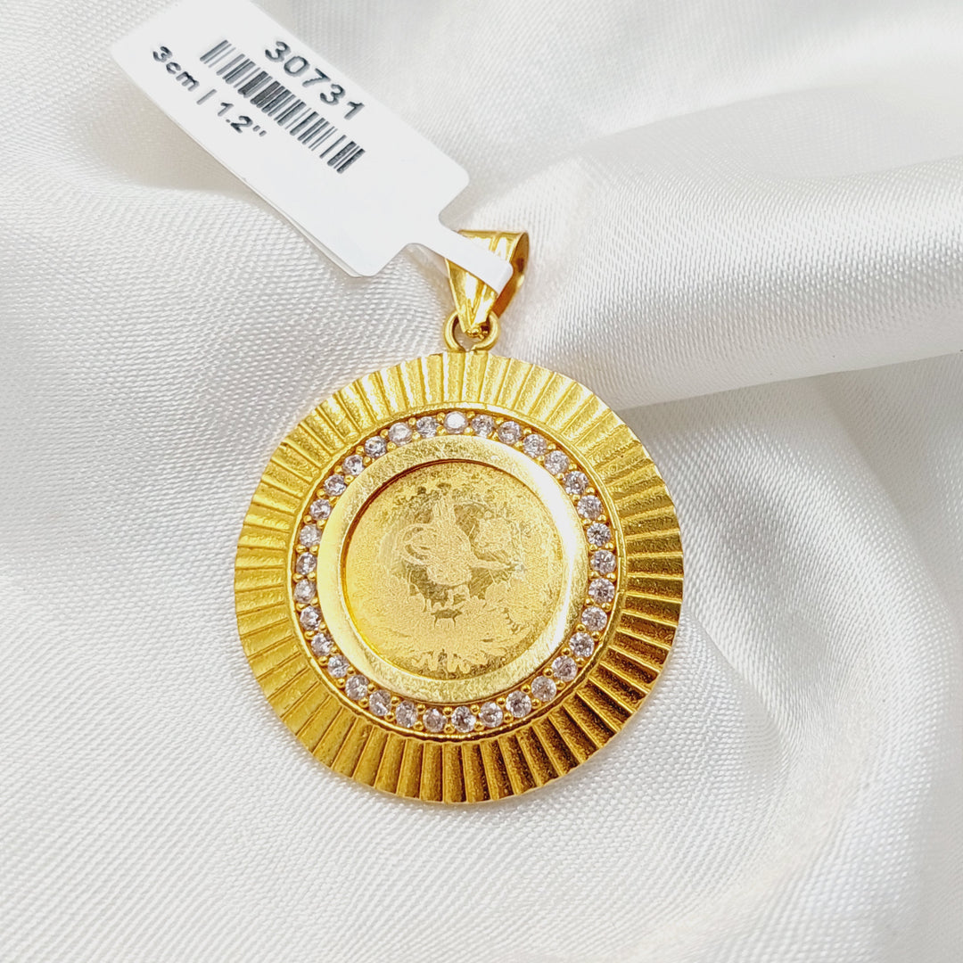 21K Gold Zircon Studded Rashadi Pendant by Saeed Jewelry - Image 5