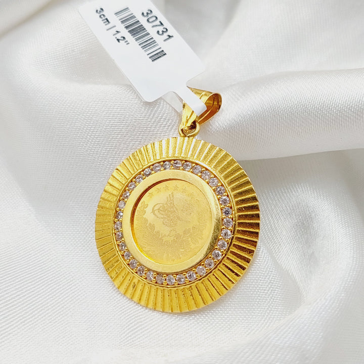 21K Gold Zircon Studded Rashadi Pendant by Saeed Jewelry - Image 6