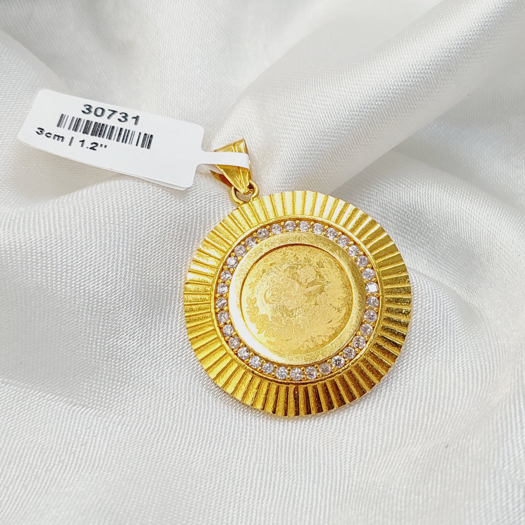 21K Gold Zircon Studded Rashadi Pendant by Saeed Jewelry - Image 1