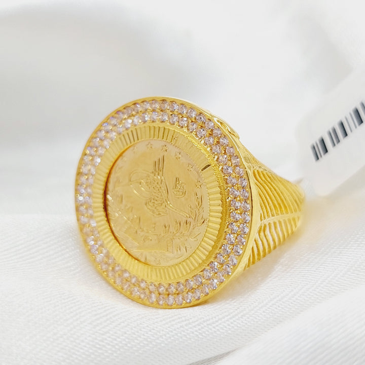 21K Gold Zircon Studded Rashadi Ring by Saeed Jewelry - Image 1