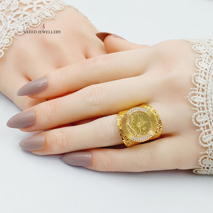 Zircon Studded Rashadi Ring  Made Of 21K Yellow Gold by Saeed Jewelry-30073