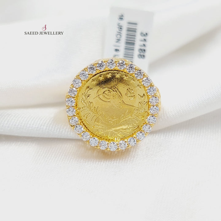 21K Gold Zircon Studded Rashadi Ring by Saeed Jewelry - Image 1