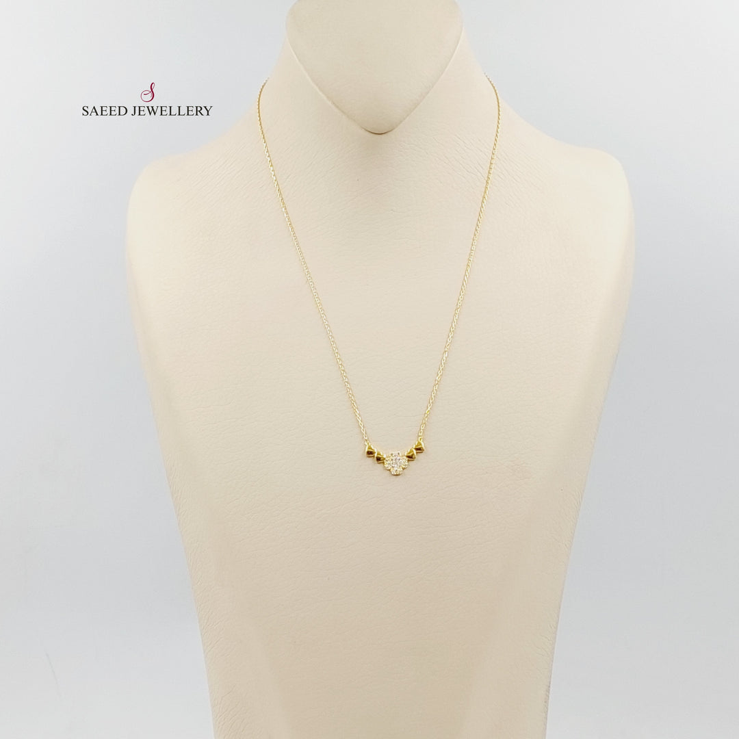 21K Gold Zircon Studded Rose Necklace by Saeed Jewelry - Image 5