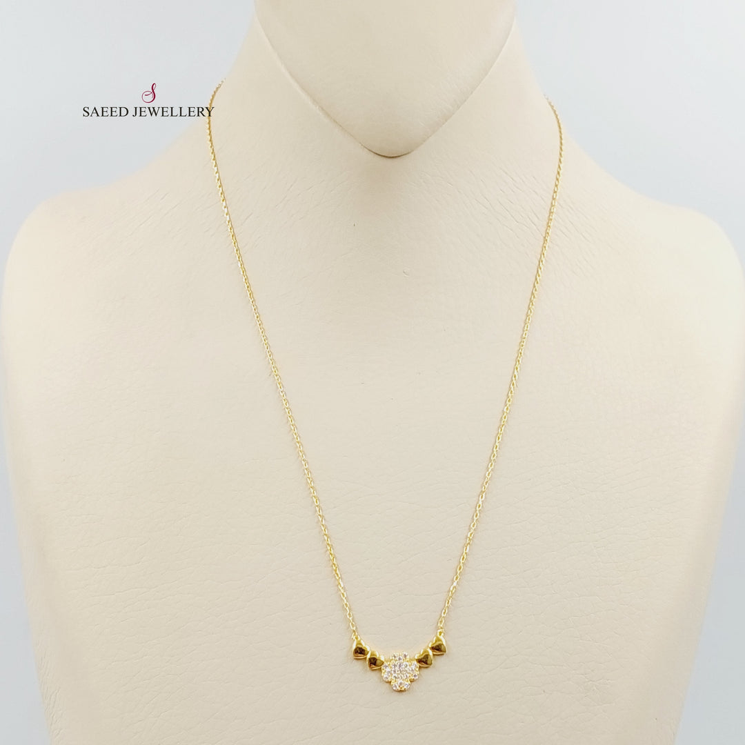 21K Gold Zircon Studded Rose Necklace by Saeed Jewelry - Image 1