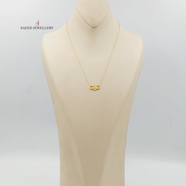 21K Gold Zircon Studded Clover Necklace by Saeed Jewelry - Image 5