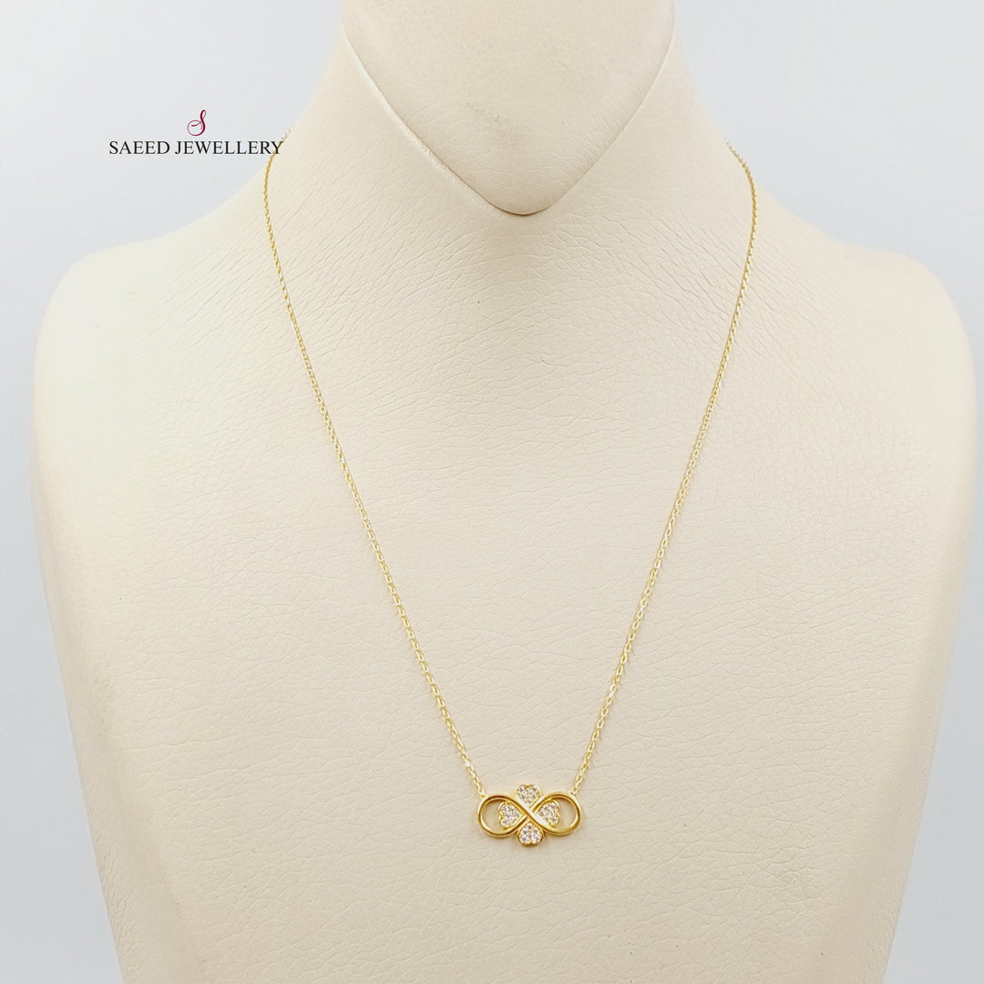 21K Gold Zircon Studded Clover Necklace by Saeed Jewelry - Image 1