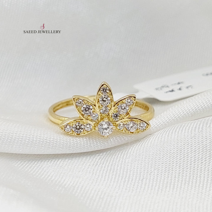 18K Gold Zircon Studded Rose Ring by Saeed Jewelry - Image 6