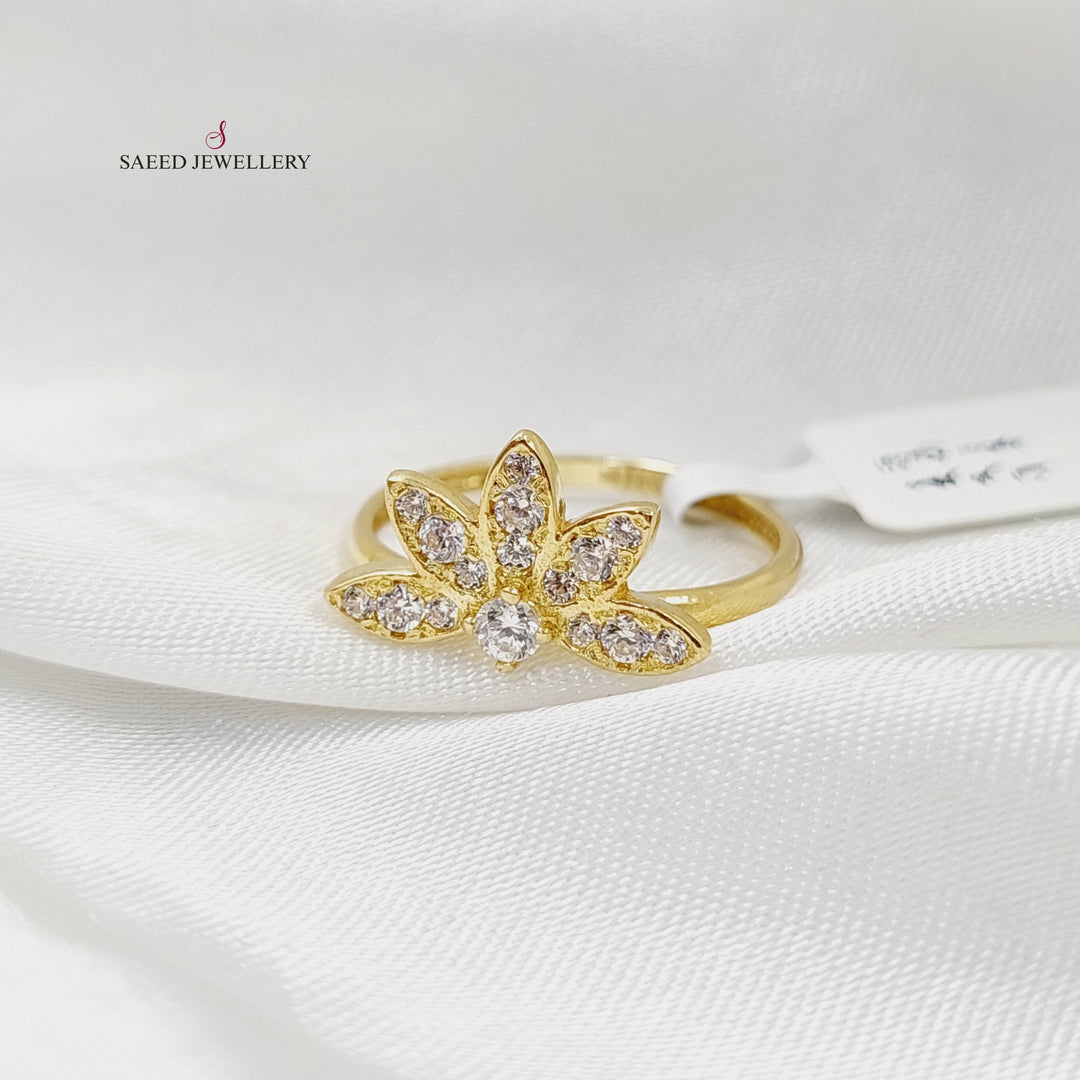 18K Gold Zircon Studded Rose Ring by Saeed Jewelry - Image 1