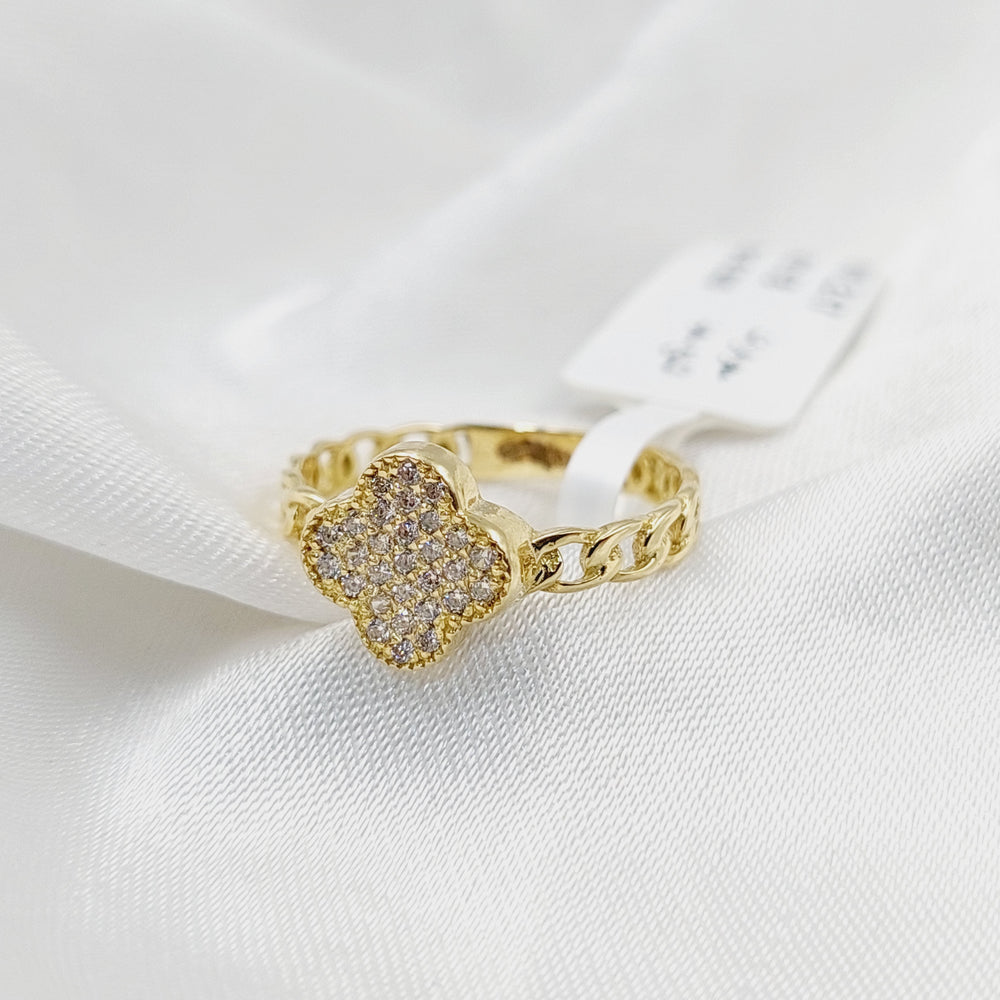 18K Gold Zircon Studded Clover Ring by Saeed Jewelry - Image 2