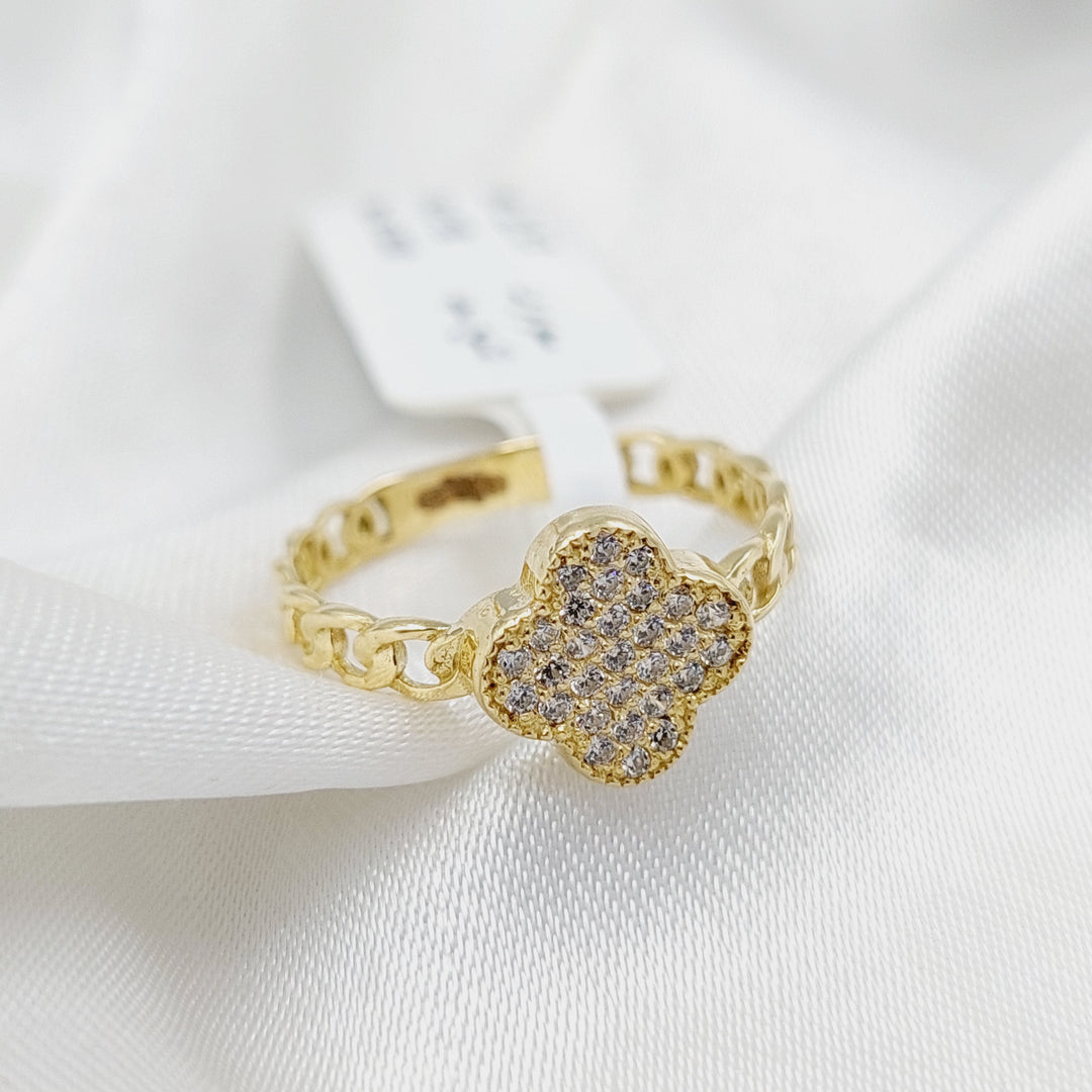 18K Gold Zircon Studded Clover Ring by Saeed Jewelry - Image 3