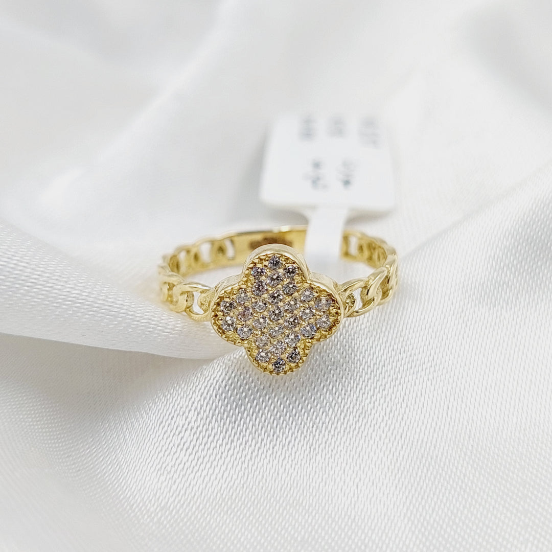 18K Gold Zircon Studded Clover Ring by Saeed Jewelry - Image 1