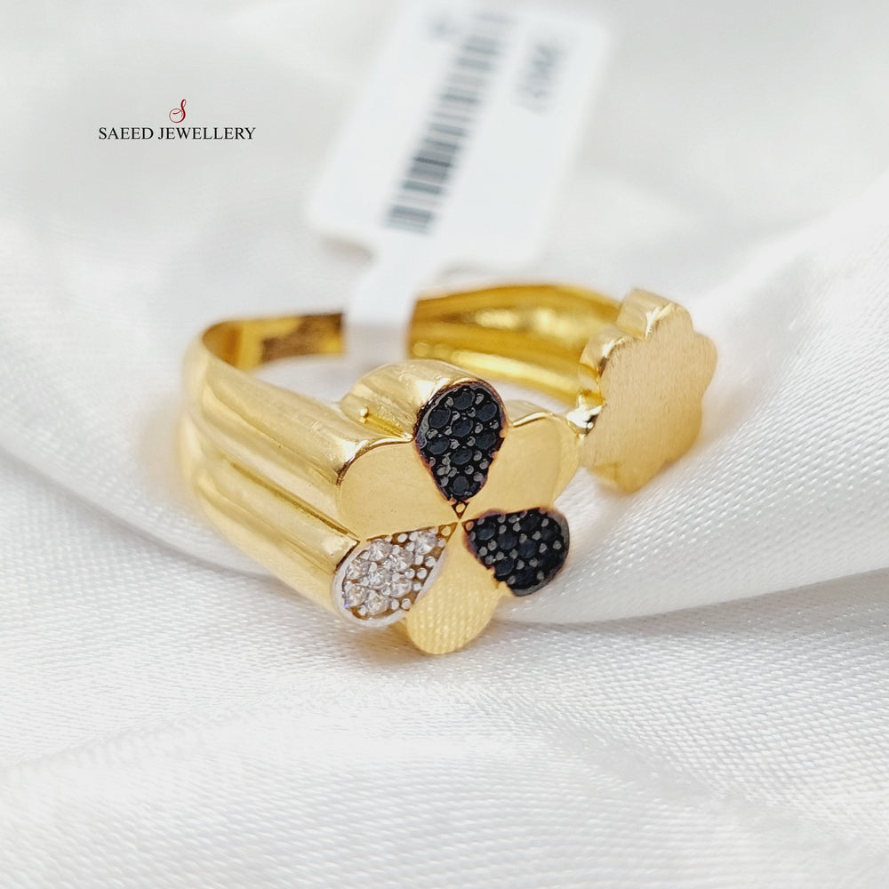 21K Gold Zircon Studded Rose Ring by Saeed Jewelry - Image 2